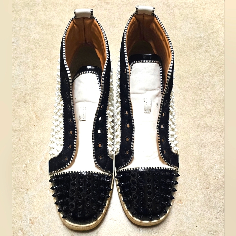 Christian Louboutin Black and White Studded Sneakers